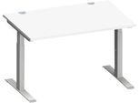 Schäfer Shop Genius Schreibtisch MODENA FLEX, Rechteck, T-Fuß Rechteckrohr, B 1200 x T 800 x H 650-850 mm, weiß/weißalu