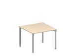 Schäfer Shop Genius Anbautisch MODENA FLEX, höhenverstellbar, Quadrat-Form, 4-Fuß Rundrohr, B 1000 x T 1000 mm, Ahorn-Dekor