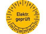 moedel Prüfplaketten Elektr. geprüft 2026–2031, Folie, Ø 30 mm, 10 Stück/Bogen, für elektrische Geräte