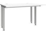 Schäfer Shop Genius Schreibtisch MODENA FLEX, 4-Fuß-Quadratrohr, verkürzte Seitenteile, B 1200 mm, weiß