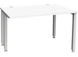 Schäfer Shop Genius Schreibtisch MODENA FLEX, 4-Fuß-Quadratrohr, verkürzte Seitenteile, B 1200 mm, weiß