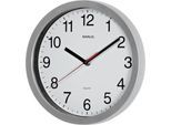 Quarz Wanduhr Maul MAULrun, rund, für Innenräume, arabische Zahlen, Minuten & Stundeneinheiten, ∅ 252 mm, Kunststoff & Mineralglas, silber-weiß-schwarz, inkl. Batterie