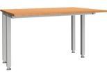 Schäfer Shop Genius Schreibtisch MODENA FLEX, 4-Fuß-Quadratrohr, verkürzte Seitenteile, B 1200 mm, buche