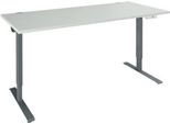 Schäfer Shop Genius Schreibtisch AERO FLEX, elektrisch höhenverstellbar, Rechteck, T-Fuß, B 1800 mm, lichtgrau/anthrazit + Memorypanel