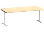 Schäfer Shop Genius Schreibtisch MODENA FLEX, T-Fuß-Rundrohr, B 2000 x T 1000 mm, ahorn/weißalu