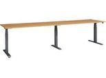 Schäfer Shop Select Schreibtisch ERGO-T 2.0 Big, elektr. höhenverstellbar, Rechteck, T-Fuß, B 3200 x T 800 x H 640-1300 mm, Buche/anthrazit