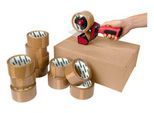 Schäfer Shop Select Packband mit Abroller, für sicheres Verschließen von Packstücken, 12 Rollen, braun