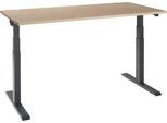 Schäfer Shop Select Schreibtisch ERGO-T 2.0, elektrisch höhenverstellbar, Rechteck, T-Fuß, B 1600 x T 800 x H 640-1300 mm, Eiche-Dekor/anthrazit