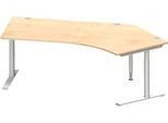 Schäfer Shop Genius Winkelschreibtisch MODENA FLEX 135°, Ansatz rechts, C-Fuß-Rundrohr, B 2165 mm, ahorn