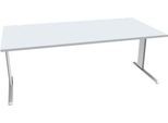 Schäfer Shop Pure Schreibtisch PLANOVA BASIC, Rechteck, C-Fuß, B 2000 x T 1000 x H 717 mm, lichtgrau/weiß + Kabelkanal