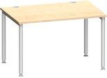 Schäfer Shop Genius Schreibtisch MODENA FLEX, 4-Fuß-Rundrohr, B 1200 x T 800 mm, Ahorn/weißalu