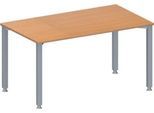 Schäfer Shop Genius Konferenztisch MODENA FLEX, Rechteck, 4-Fuß Quadratrohr, B 1400 x T 800 x H 720-840 mm, Buche/weißaluminium RAL 9006