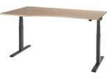 Schäfer Shop Select Schreibtisch ERGO-T 2.0, elektrisch höhenverstellbar, Freiform Ansatz links, T-Fuß, B 1800 x H 640-1300 mm, Eiche/anthrazit