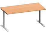 Schäfer Shop Genius Schreibtisch MODENA FLEX, C-Fuß-Rechteckrohr, B 1600 x T 800 mm, Buche/weißalu