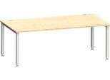 Schreibtisch MODENA FLEX, Rechteck, 4-Fuß Quadratrohr, B 2000 x T 1000 x H 720-820 mm, Ahorn/weißaluminium