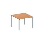 Schäfer Shop Genius Anbautisch MODENA FLEX, höhenverstellbar, Quadrat-Form, 4-Fuß Rundrohr, B 1000 x T 1000 mm, Buche-Dekor