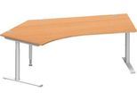 Schäfer Shop Genius Winkelschreibtisch MODENA FLEX 135°, Ansatz links, C-Fuß-Rundrohr, B 2165 mm, buche