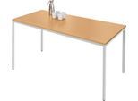 Schäfer Shop Pure Stahlrohrtisch, Rechteck, Quadratrohrfuß, B 1400 x T 800 x H 720 mm, Buche/weißaluminium