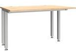 Schäfer Shop Genius Schreibtisch MODENA FLEX, 4-Fuß-Quadratrohr, verkürzte Seitenteile, B 1200 mm, ahorn