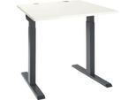 Schäfer Shop Select Schreibtisch ERGO-T 2.0, Quadrat, T-Fuß, B 800 x T 800 x H 675-895 mm, weiß/anthrazit