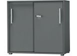 Schäfer Shop Select Schiebetürenschrank SET UP, abschließbar, 2 Ordnerhöhen, B 800 x T 420 x H 788 mm, graphit/graphit
