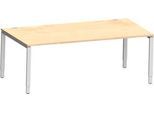 Schäfer Shop Genius Schreibtisch Modena Flex, Rechteck, 4-Fuß Rechteckrohr, B 2000 x T 1000 x H 650-850 mm, Ahorn/weißaluminium
