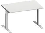Schäfer Shop Genius Schreibtisch MODENA FLEX, Rechteck, T-Fuß Rechteckrohr, B 1200 x T 800 x H 650-850 mm, lichtgrau/weißalu
