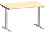 Schäfer Shop Genius Schreibtisch MODENA FLEX, T-Fuß-Rundrohr, B 1200 x T 800 mm, ahorn/weißalu