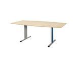 Schäfer Shop Select Besprechungstisch Planova Basic, Boot, T-Fuß, B 2000 x T 1000 x H 717 mm, Ahorn/weißaluminium RAL 9006
