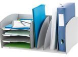 Paperflow Schreibtisch-Organizer, 4 Fächer, Trennelemente verstellbar, grau