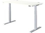 Schäfer Shop Genius Schreibtisch MODENA FLEX, elektrisch höhenverstellbar, Rechteck, T-Fuß, B 1600 x T 800 x H 645-1290 mm, weiß/weißalu