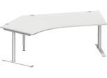 Schäfer Shop Genius Winkelschreibtisch MODENA FLEX 135°, Ansatz links, C-Fuß-Rundrohr, B 2165 mm, lichtgrau