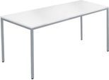 Schäfer Shop Pure Stahlrohrtisch, Rechteck, Quadratrohrfuß, B 1400 x T 700 x H 720 mm, weiß/weißaluminium