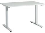 Schäfer Shop Select Schreibtisch Start Off, T-Fuß, Rechteck, Stahl/Holz, B 1200 x T 800 x H 735 mm, lichtgrau