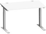Schäfer Shop Genius Schreibtisch MODENA FLEX, C-Fuß-Rechteckrohr, B 1200 x T 800 mm, weiß/weißalu