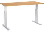 Schäfer Shop Select Schreibtisch ERGO-T, elektrisch höhenverstellbar, Rechteck, T-Fuß, B 1600 x T 800 x H 725-1185 mm, Buche-Dekor/weißaluminium