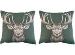 Kissenhülle HOME WOHNIDEEN "CIERVO", grün, B:45cm L:45cm, Polyester, Baumwolle, Polyester, Kissenbezüge, Kissenhülle, ohne Füllung, Gobelin, SET