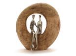 Ambia Home Skulptur , Naturfarben, Silberfarben , Holz, Metall , Mangoholz , vollmassiv , Uni , 24x25x9 cm , Kunsthandwerk, zum Stellen, handgemacht , Dekoration, Dekofiguren & Skulpturen, Skulpturen
