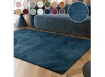 Hochflor-Teppich ESPRIT "Alice ESP-4377, Kunstfell", blau (petrol), B:200cm H:25mm L:290cm, Kunstfaser, Teppiche, Kaninchenfell-Haptik, besonders weich und dicht, für alle Räume