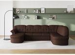 Wohnlandschaft DOMO COLLECTION "Pegnitz, zeitlos&modern, elegante Rückensteppung, Breite 292cm, U-Form", braun (dunkelbraun), B:292cm H:82cm T:180cm, 100% Polyester, Sofas, Wohnlandschaft, wahlweise mit Bettfunktion