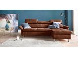 Ecksofa EXXPO - SOFA FASHION "Maretto, bequem & komfortabel, bodenfrei, Breite 257cm, L-Form", braun (cognac), B:257cm H:96cm T:167cm, Luxus-Microfaser (100% Polyester), Sofas, Ecksofa, inkl. Kopf- bzw. Rückenverstellung, wahlweise mit Bettfunktion