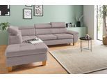 Ecksofa EXXPO - SOFA FASHION "Enya, hoher Sitzkomfort, Breite 266cm, bequem, 12cm hohe Füße, L-Form", grau (taupe), B:266cm H:79cm T:232cm, Luxus-Microfaser Vintageoptik (100% Polyester);Webvelours (92% Polyester, 8% Nylon), Sofas, Ecksofa, mit Kopfteilverstellung, wahlweise Bettfunktion u. Bettkasten