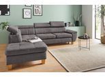 Ecksofa EXXPO - SOFA FASHION "Enya, hoher Sitzkomfort, Breite 266cm, bequem, 12cm hohe Füße, L-Form", grau (taupe), B:266cm H:79cm T:232cm, Luxus-Microfaser Vintageoptik (100% Polyester);Webvelours (92% Polyester, 8% Nylon), Sofas, Ecksofa, mit Kopfteilverstellung, wahlweise Bettfunktion u. Bettkasten
