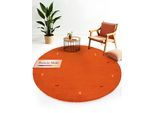 Wollteppich CARPETFINE "Gabbeh Uni", orange, H:15mm Ø:120cm, Wolle, Teppiche, reine Wolle handgewebt, Gabbeh Tiermotiv warmes Raumklima viele Größen