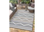 Teppich "Shadow, LAGERRÄUMUNG", schwarz-weiß (schwarz,weiß,braun), B:200cm H:8mm L:300cm, Polypropylen, MYFLAIR MÖBEL & ACCESSOIRES, Teppiche, Teppich, modernes Design, Outdoor geeignet, Balkon, Terrasse