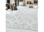 Teppich AYYILDIZ TEPPICHE "PISA 4703", grau, B:60cm H:20mm L:110cm, Polypropylen (PP), Teppiche, Teppich, Läufer, rund, Hoch Tief Struktur, Wohnzimmer, Schlafzimmer