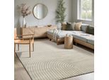 Teppich MERINOS "Elio 6", beige (creme), B:240cm H:16mm L:340cm, Polypropylen, Teppiche, Teppich, moderner Kurzflor Teppich mit Hoch-Tief-Effekt, 3D Effekt
