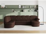 Wohnlandschaft DOMO COLLECTION "Pegnitz, zeitlos&modern, elegante Rückensteppung, Breite 292cm, U-Form", braun (dunkelbraun), B:292cm H:82cm T:180cm, 100% Polyester, Sofas, Wohnlandschaft, wahlweise mit Bettfunktion