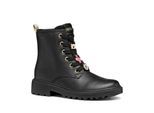 Schnürboots GEOX "J CASEY GIRL Harry Potter", Mädchen, Gr. 29, schwarz, Synthetik, Schuhe Schnürboots, Stiefel, Biker Boots mit Blockabsatz