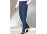 Jerseyhose CLASSIC BASICS, Damen, Gr. 24, Kurzgrößen, blau (jeansblau), 100% Polyester, unifarben, lang, Hosen Jerseyhose